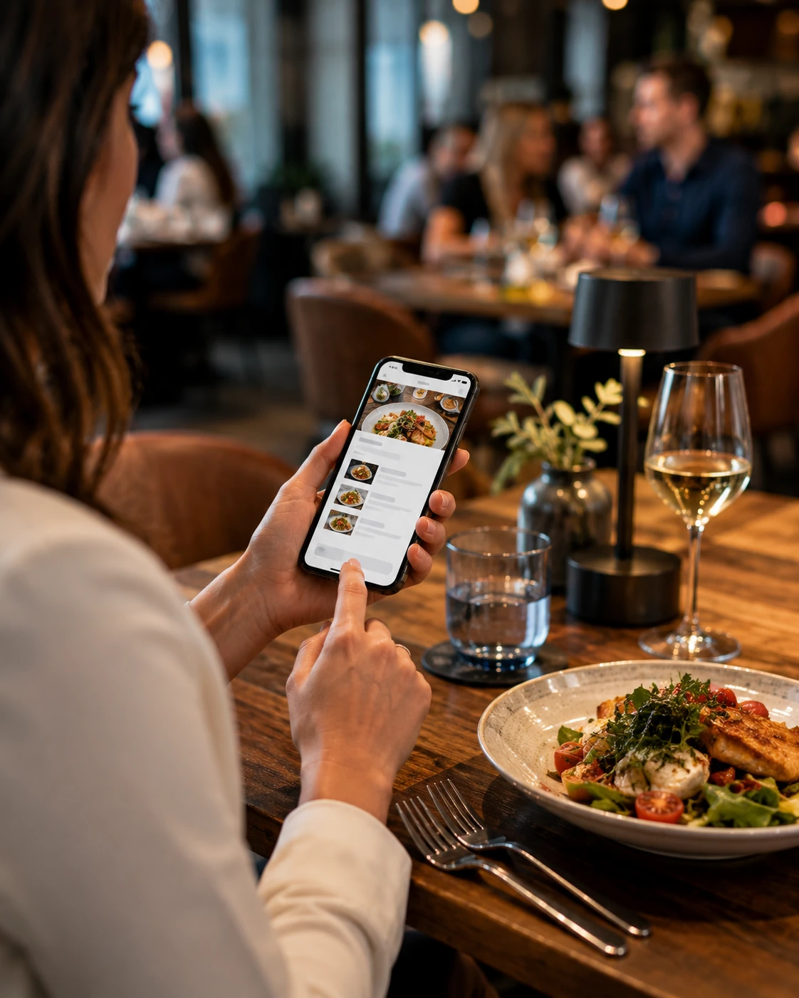 Restaurant customer using a digital menu